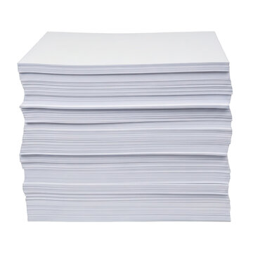 Neat Stack of Blank White Paper Sheets isolated on a transparent background