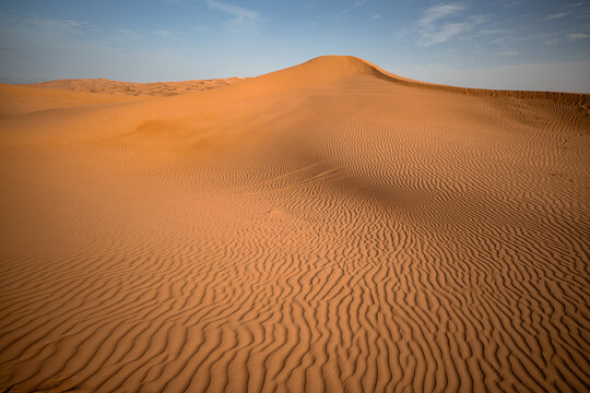 Rippled sand dunes in Rub al Khali desert 