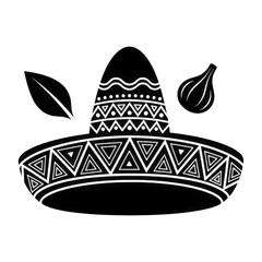 Minimalist Sombrero, Leaf, Chili Icons, Object Isolated on Clear Background