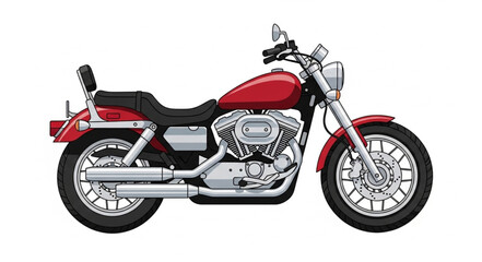 Fototapeta premium Red Motorcycle with Chrome Accents.