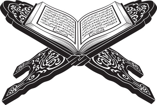 Quran on Rehal Islamic Holy Book Stand Vector