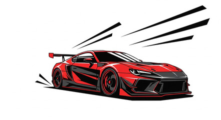 Red Sports Car Racing Illustration. © Reza