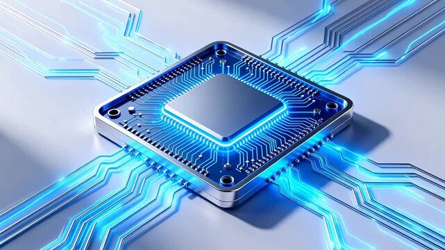 Microchip with glowing circuitry