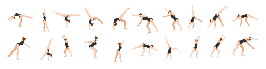 gymnastique poses illustration set