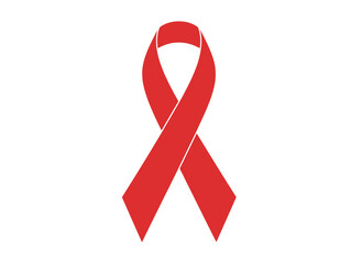 Vector illustration of a red awareness ribbon, isolated on white background