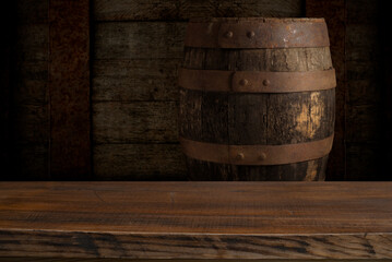 Barrel top on green screen with textured wood surface, centered composition for hero shot, crisp lighting and empty space for copy
