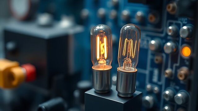 workaround. Industrial fuse tube glowing on a circuit board with electrical components. symbolizing technological progress and responsible innovation.