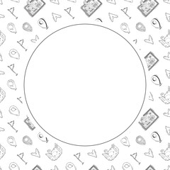 hand drawn map pins location circle frame background