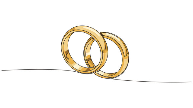 One line art jewellery couple wedding ring eps 10