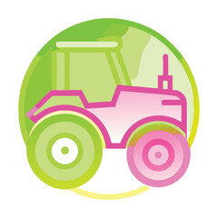 Obraz premium A vibrant and stylized illustration of a tractor in a circular frame
