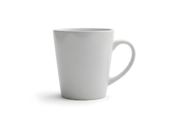 Obraz premium A plain white ceramic latte mug with a handle isolated on a white background
