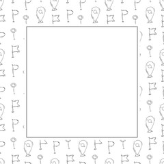 hand drawn map pins location square frame background