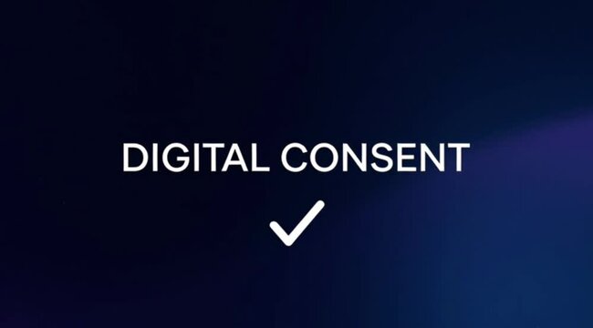 Digital Consent Concept with Glitching Checkmark Icon and Smooth Motion