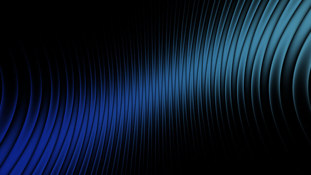 Waves of blue and black display smooth lines with a flowing pattern in an abstract design