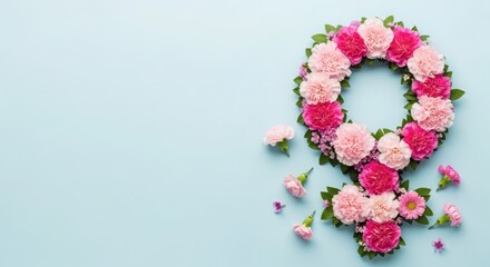 Elegant floral wreath composed of vibrant pink roses against a light background