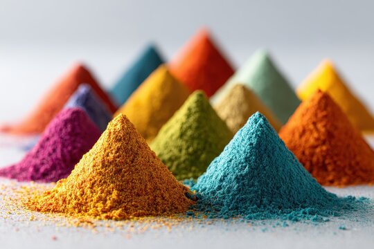 Happy Holi Festival Color Powder (Gulal) on Floor Background.