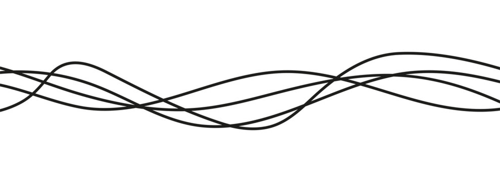Abstract continuous squiggle lines design.Wavy cable flowing squiggles. Decorative borders, flowing curves, vector illustration