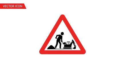 Roadwork Warning Triangle Sign Icon.