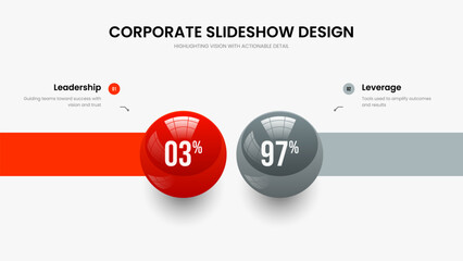 Enterprise Solution Two Option Infographic Presentation Layout. Service Strategy Slideshow Template Vector Illustration. Simple Campaign 2 Element Diagram Slide Design.