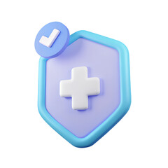 Fototapeta premium 3d shield with a cross. Protection of health from diseases. illustration of 3d rendering.