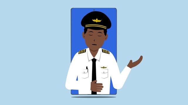 Smartphone With Black Male Pilot Animation Video 4K suitable for your project needs