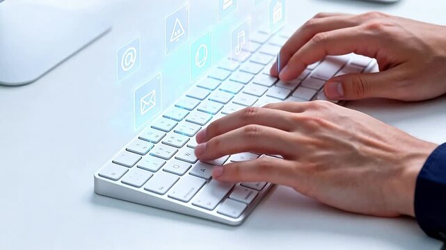 Hands typing on a computer keyboard