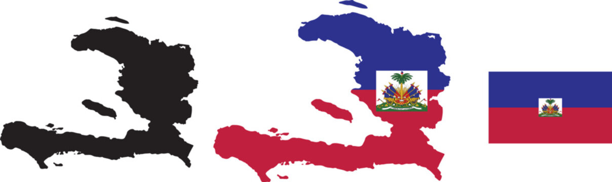 Haiti map filled with national flag colors Caribbean country identity graphic