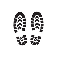 Pair of muddy boot prints icon silhouette vector illustration design on white background.