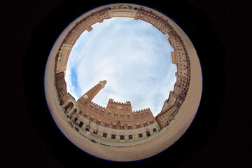 Obraz premium Italy Tuscany Siena Piazza del Campo and the Mangia Tower, 360° circular photo
