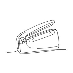 Minimalistic line illustration of a lid sealer isolated on a white background, showcasing sleek design and simplicity