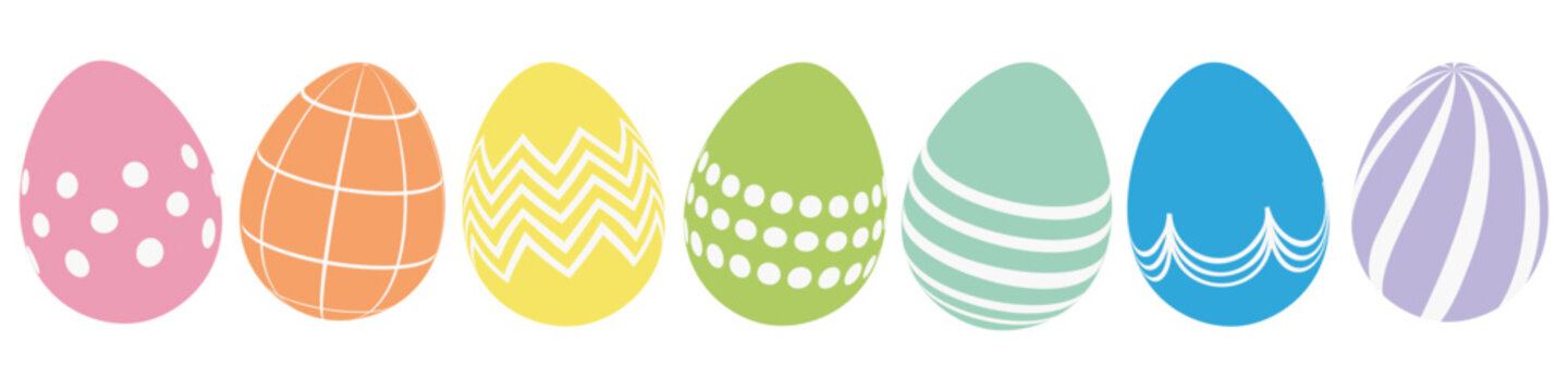 タイトル : 春のイースターエッグのシンプルなイラスト。ベクターパーツ。影無し