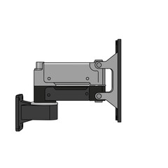 Adjustable monitor arm bracket in sleek design, isolated on white background, featuring a minimalist side view with modern metallic finish