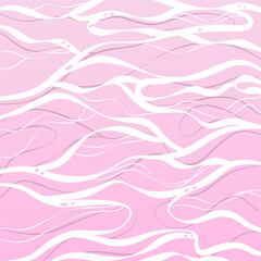 Soft pink background with wavy white lines