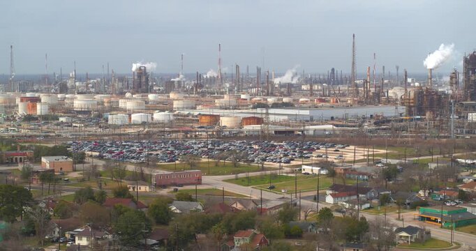 Drone Footage of Baytown Texas Homes Adjacent to Industrial Chemical Facility