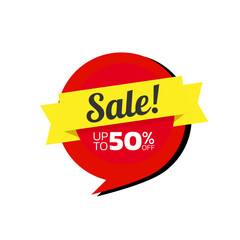 Sale up to 50% off label vector illustration.