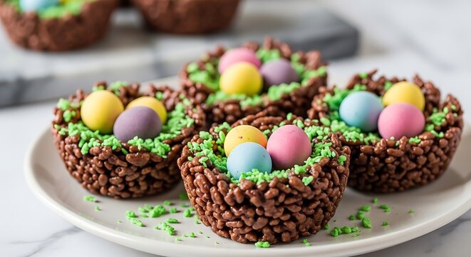 Mini Rice Krispy Nests Easter Treats