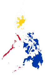 Obraz premium Flag Philippines on Philippines Map Asian Country