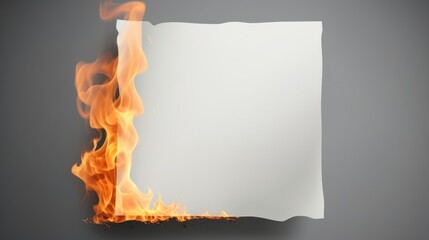 Fototapeta premium Burnt white paper edge fire flames effect.
