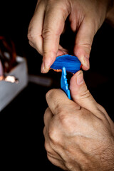 foiling pieces of stained glass with copper foil