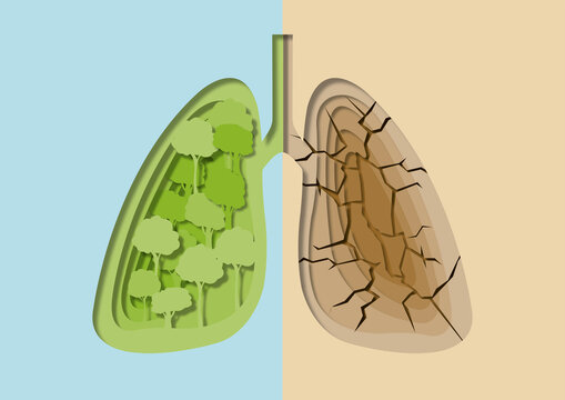 Lung health and climate change, conceptual illustration