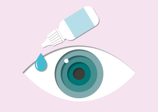 Eye drop application, illustration
