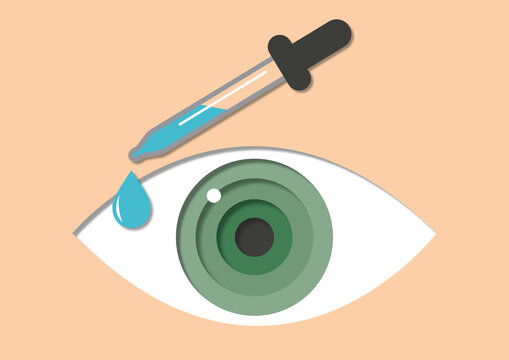 Eye drop application, illustration
