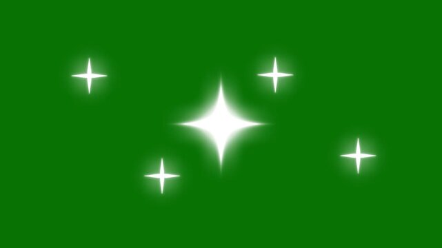 Elegant fairy twinkle star animation with bright shimmering dust and blinking retro vector stars, smooth glitter shine explosion effect for festive party and Christmas backgrounds in 4K. green
