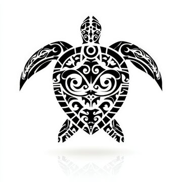 a maori turtle symbol on white background