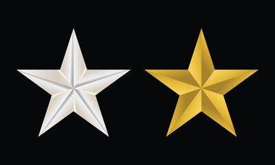 Obraz premium Gold and Silver 3D Star Award Icons