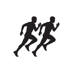 Fototapeta premium Two runner silhouette icon vector illustration design on white background.