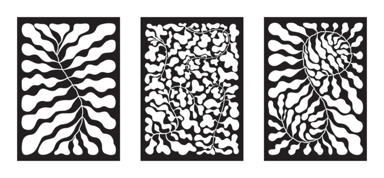 Abstract Floral Backgrounds  in Black and White
