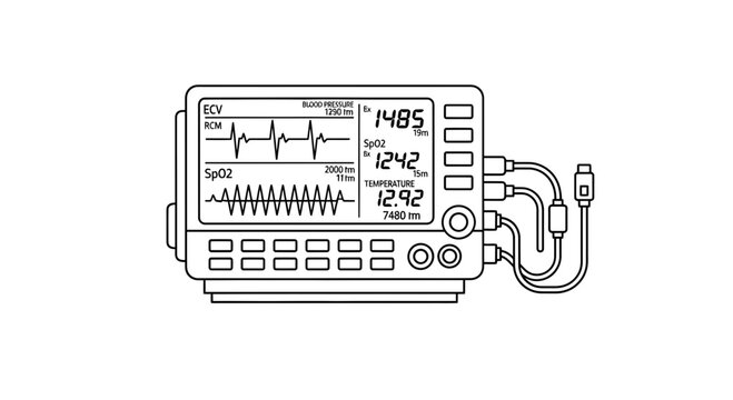 Medical Patient Monitor ECG SpO2 Vital Signs Display
