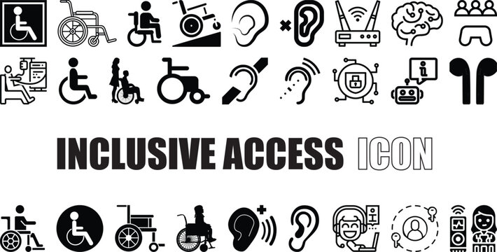 Inclusive Access Icon Collection Assistive Technology, ADA Compliance & Disability Support Symbols