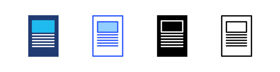 Newspaper Multi Style Icon Set Vector 